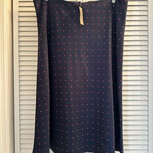 J. Crew Navy Slip Skirt with Red Hearts ❤️